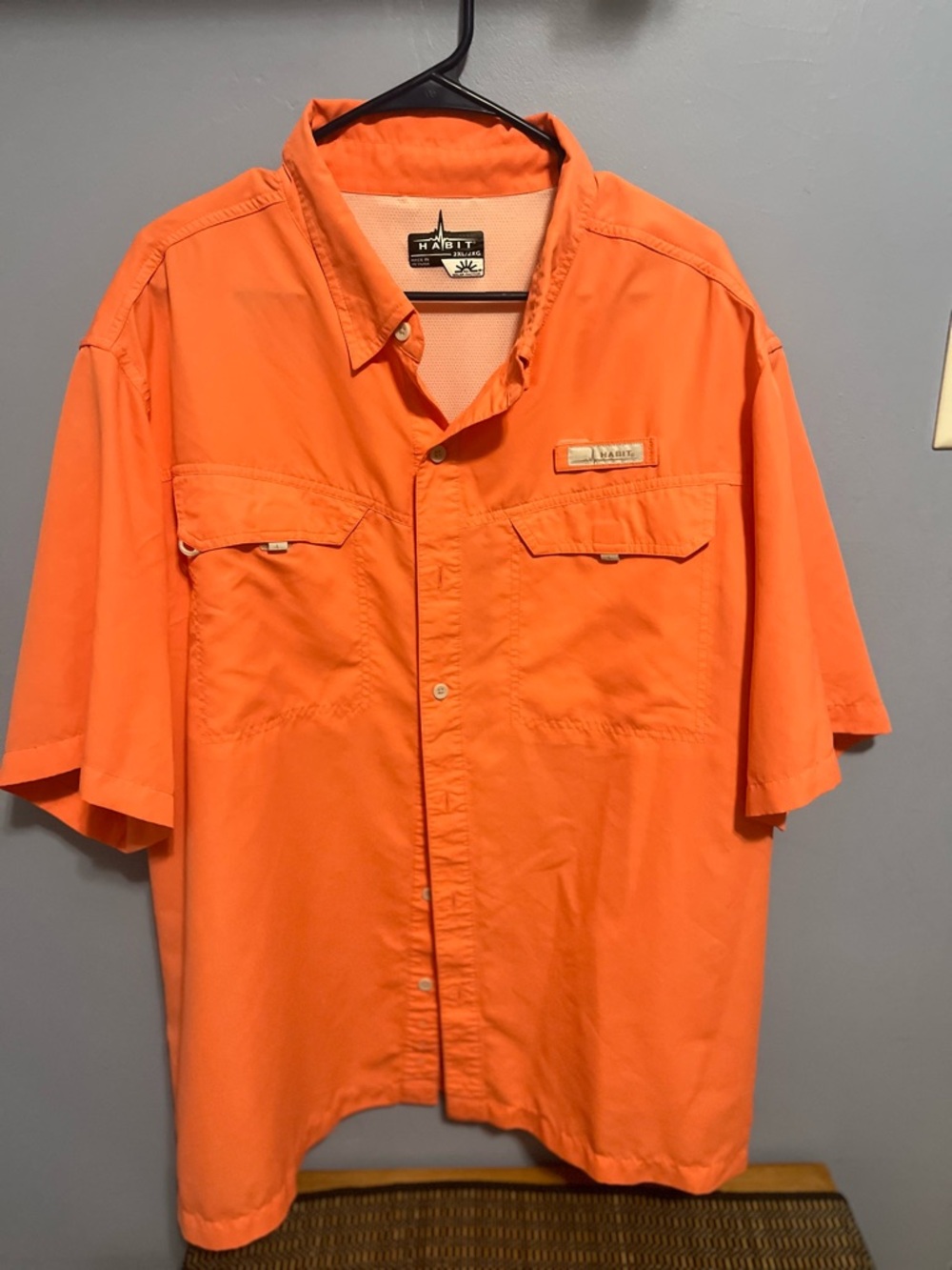 Habitat Short-Sleeve Casual Button-Down Shirt in Bright Orange